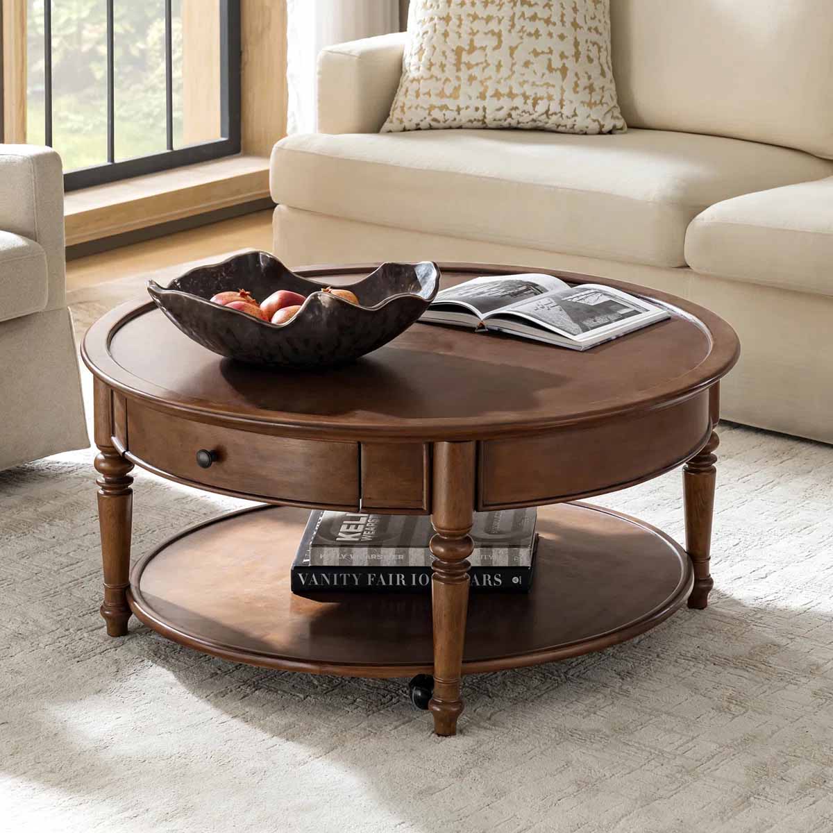 Alcott Hill Nikolaus Coffee Table with Storage turned leg coffee tables best