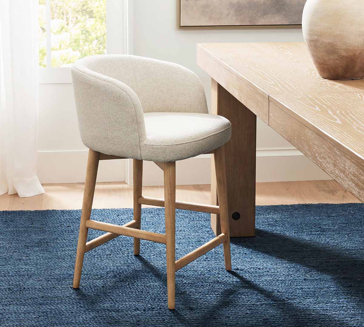 Pottery Barn Courcheval Upholstered Stool best barrel back counter stools