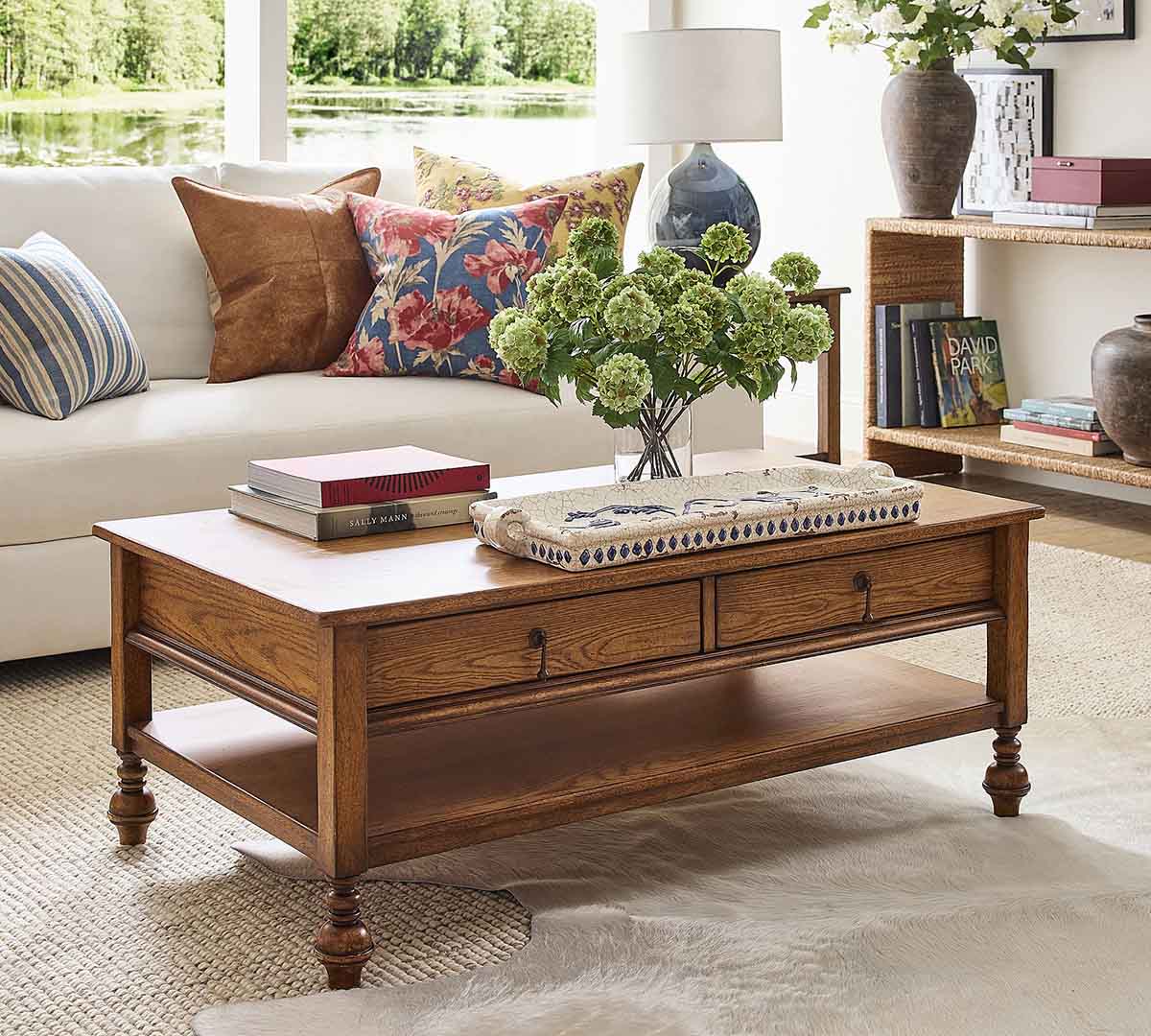 Pottery Barn Summerville Rectangular Coffee Table (48) turned leg coffee tables