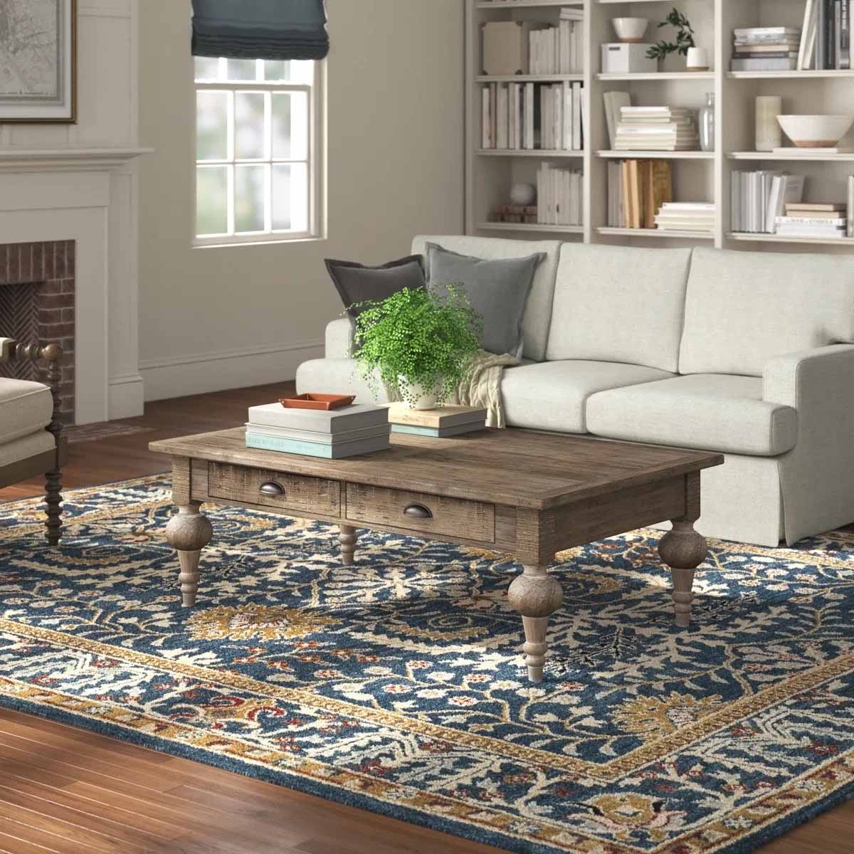 Three Posts Clintwood Solid Wood Top Coffee Table turned leg coffee tables best