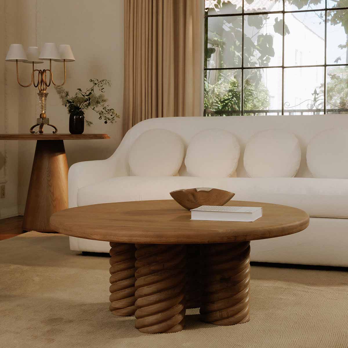 West Elm Walke Round Coffee Table (42") turned leg coffee tables best