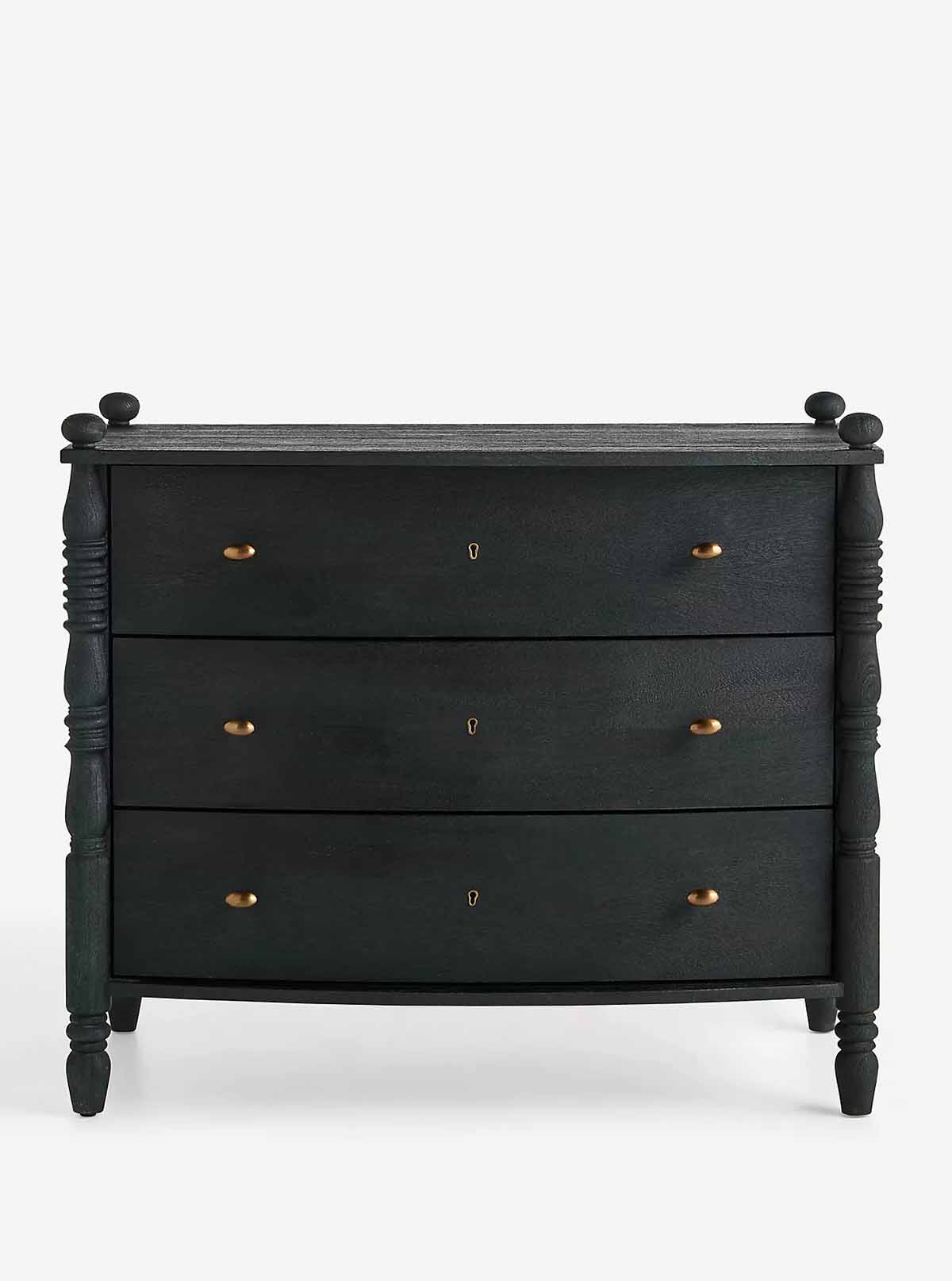 Anthropologie Spindle Three-Drawer Dresser Midnight spindle dressers best