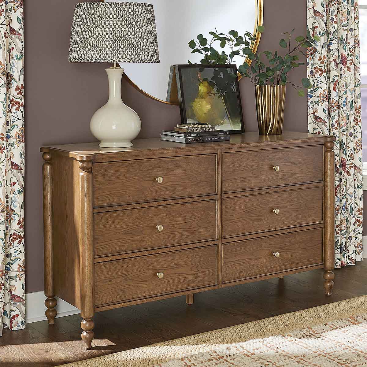 Ballard Designs Dover 6-Drawer Dresser Chestnut spindle dressers turned leg dressers