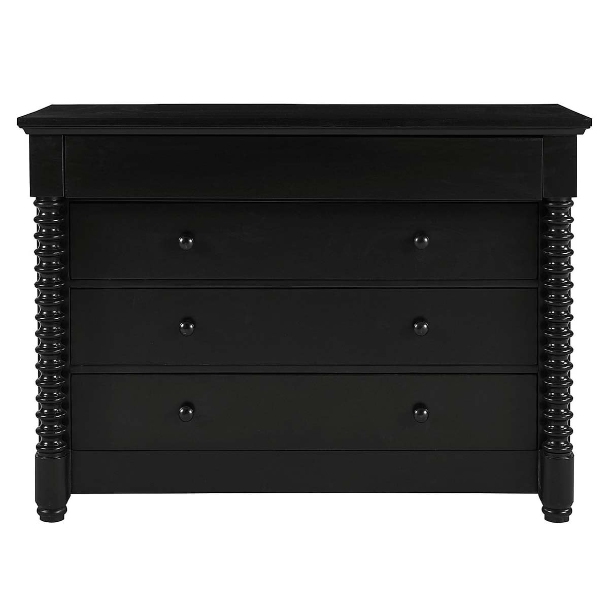 Ballard Designs Savoy 3-Drawer Chest Worn Black spindle dressers best