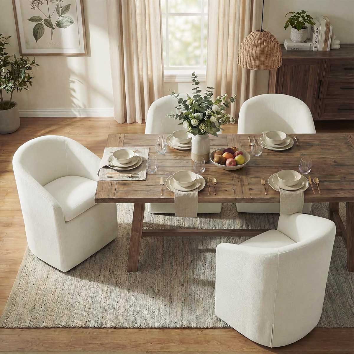 KISLOT Upholstered Dining Chair with Casters barrel dining chairs best