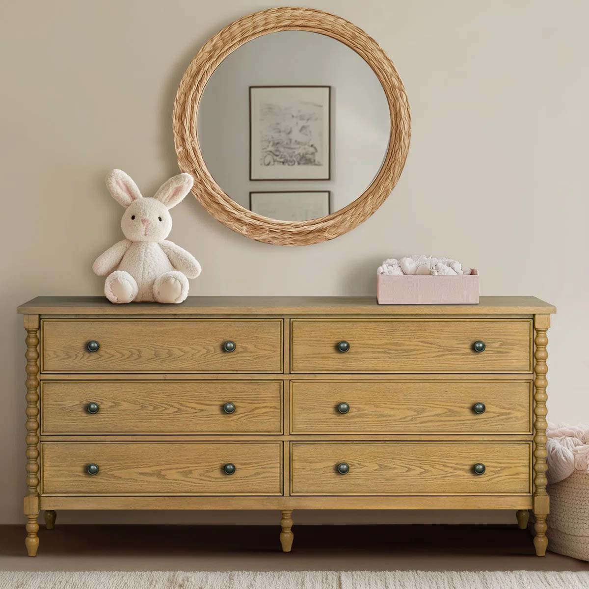 Madison Park Signature Beckett 6-Drawer Wood Large Dresser Natural spindle dressers best
