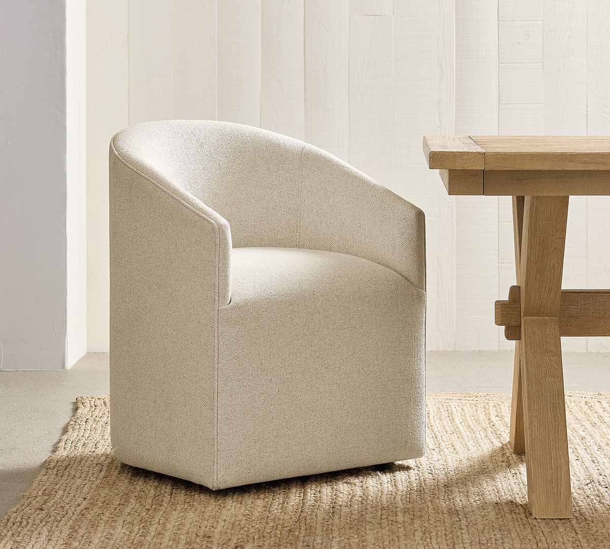 Pottery Barn Baldwin Upholstered Barrel Back Dining Chair barrel dining chairs best