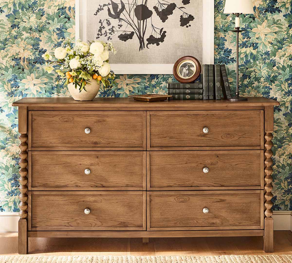 Pottery Barn Chris Loves Julia Stacked Ball Wide Dresser (62) spindle dressers best