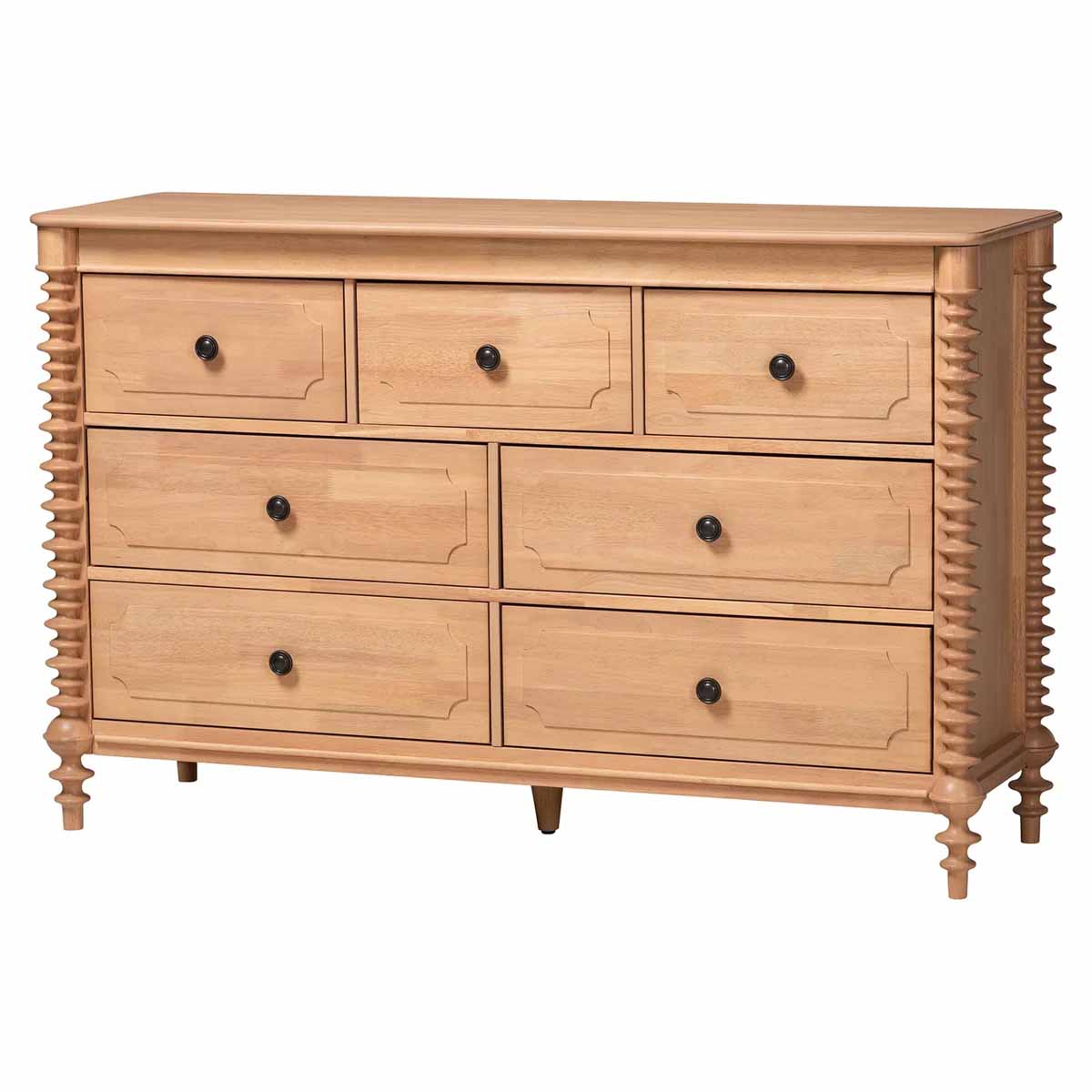 Rosalind Wheeler Daviya 7-Drawer Dresser, Beech Brown best spindle dressers