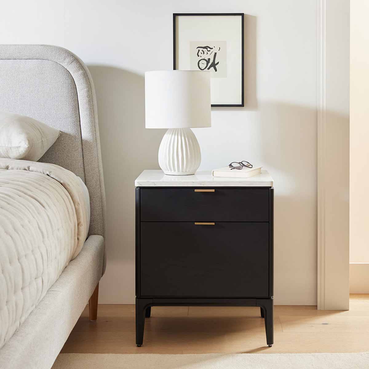 West Elm Parker Marble Nightstand (21"–28") Black marble nightstands best