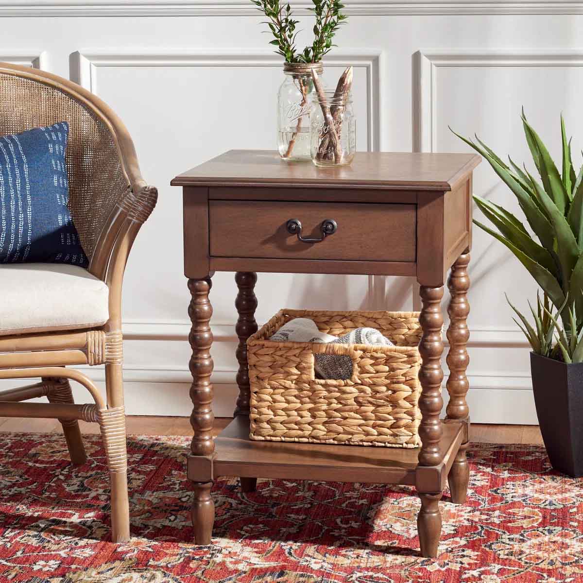 Dakota Fields End Table with Storage Brown best spindle side tables