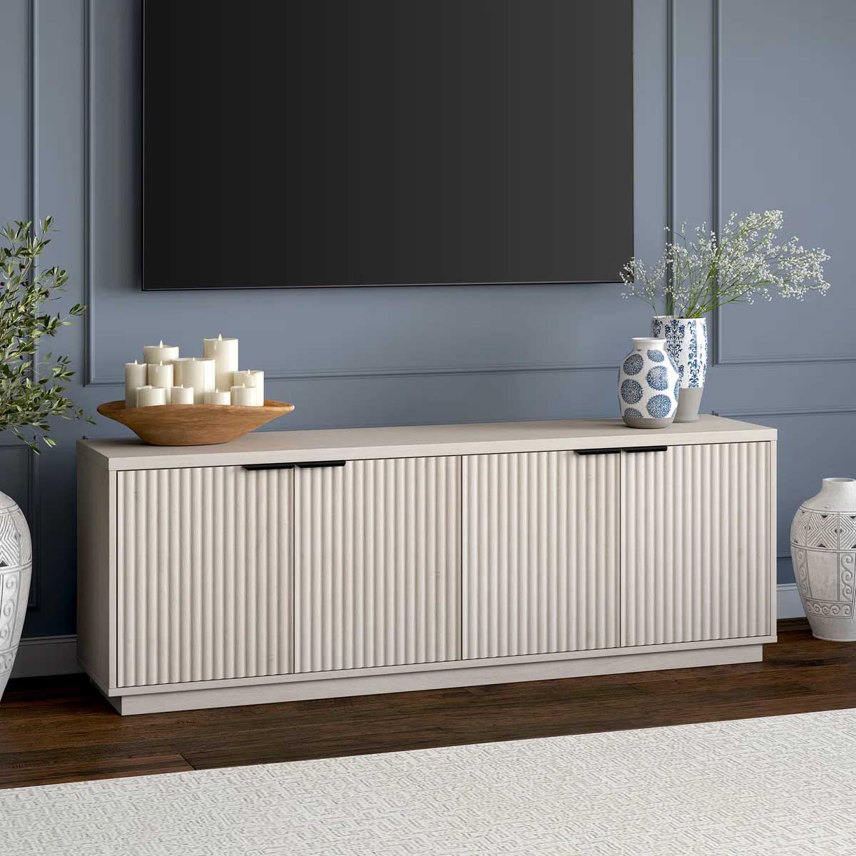 Latitude Run Mansfield TV Stand. Alder White reeded media consoles best