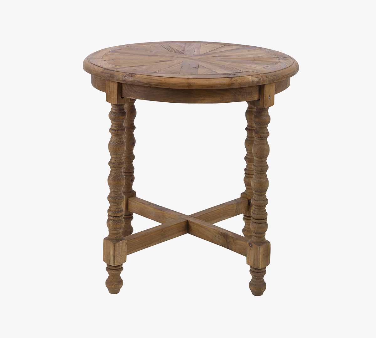 Pottery Barn Tresle Round Reclaimed Wood End Table (26") best spindle side tables