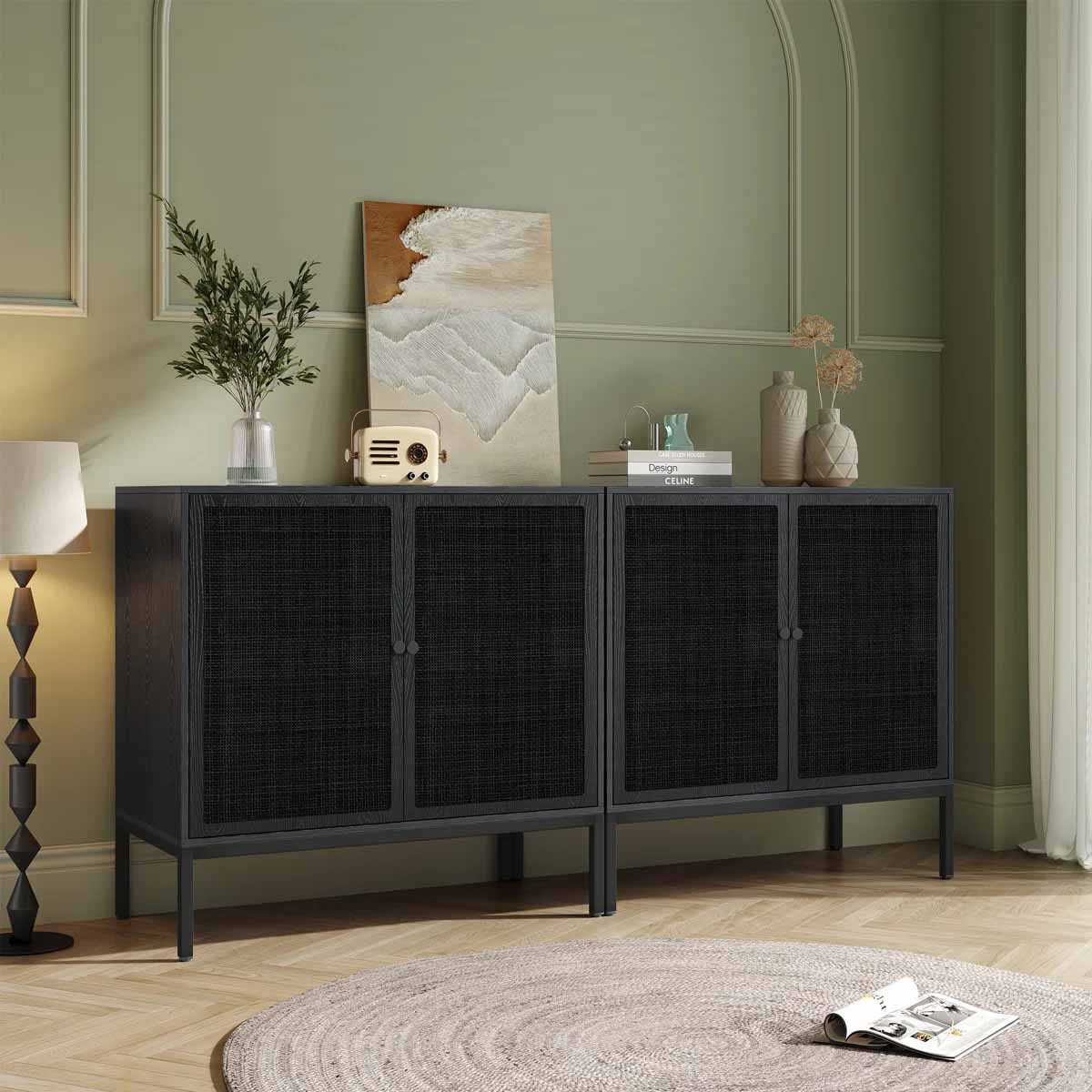 Bay Isle Home Acelynn 31.5'' Wide Sideboard (Set of 2) Black best rattan sideboards