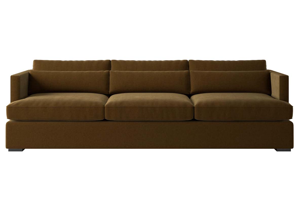 CB2 Eastman Sofa Cognac Como Velvet  best brown velvet sofas