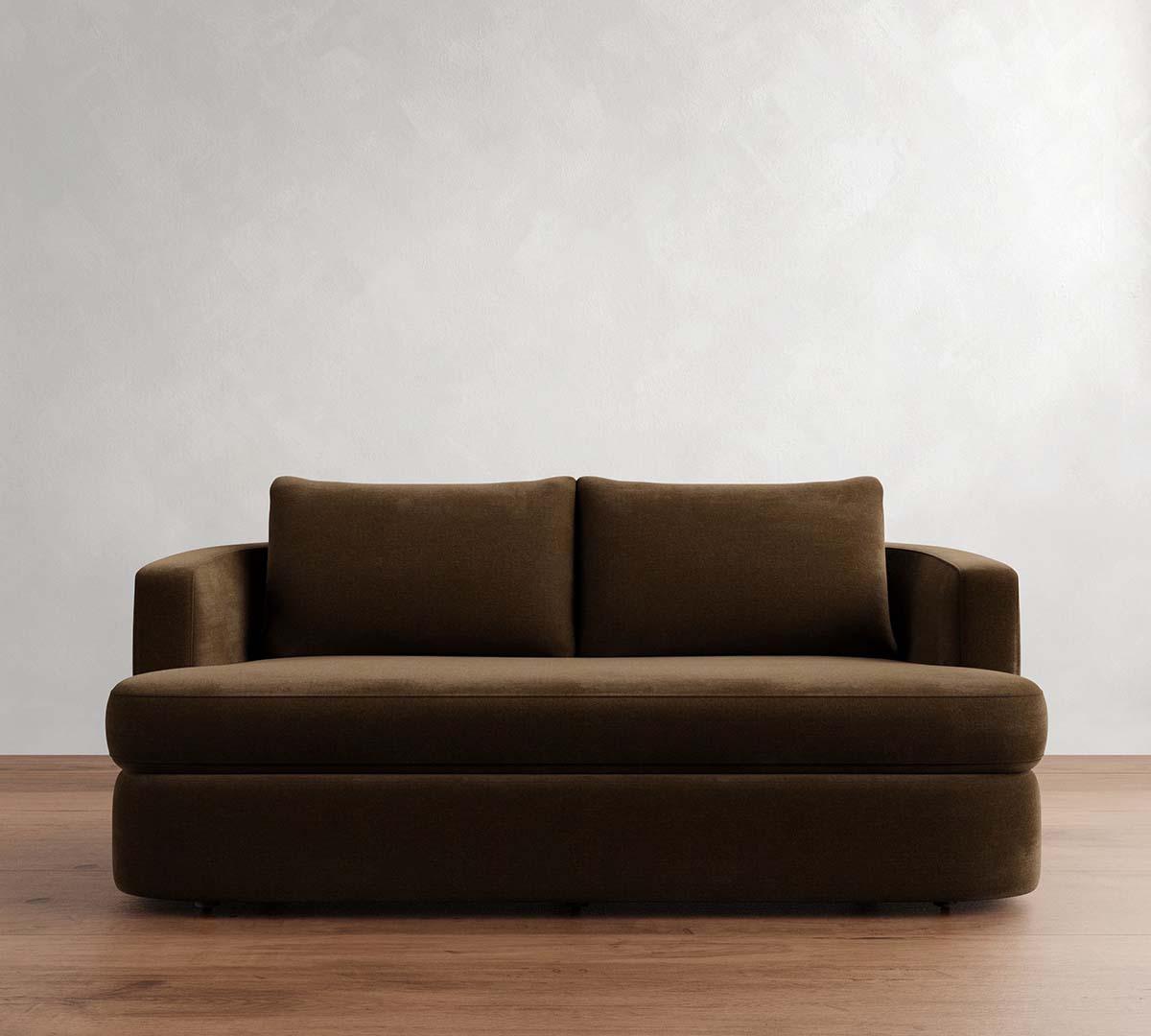 Pottery Barn Balboa Sofa Espresso Faux Mohair Velvet best brown velvet sofas