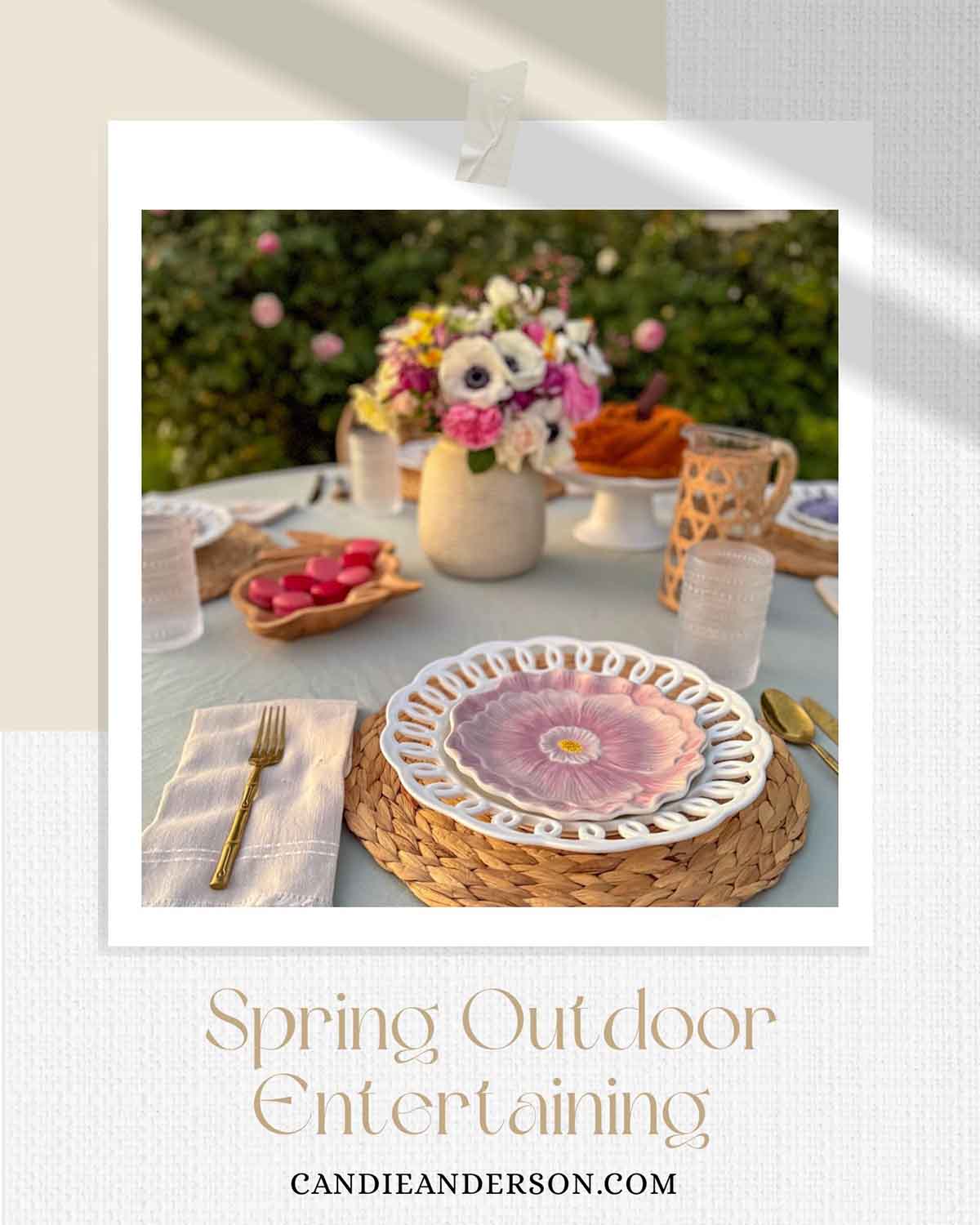 Entertaining expert, journalist and lifestyle blogger Candie Anderson of candieanderson.com shares everything you need to create the perfect spring outdoor tablescape with her outdoor spring dining essentials from Wayfair!