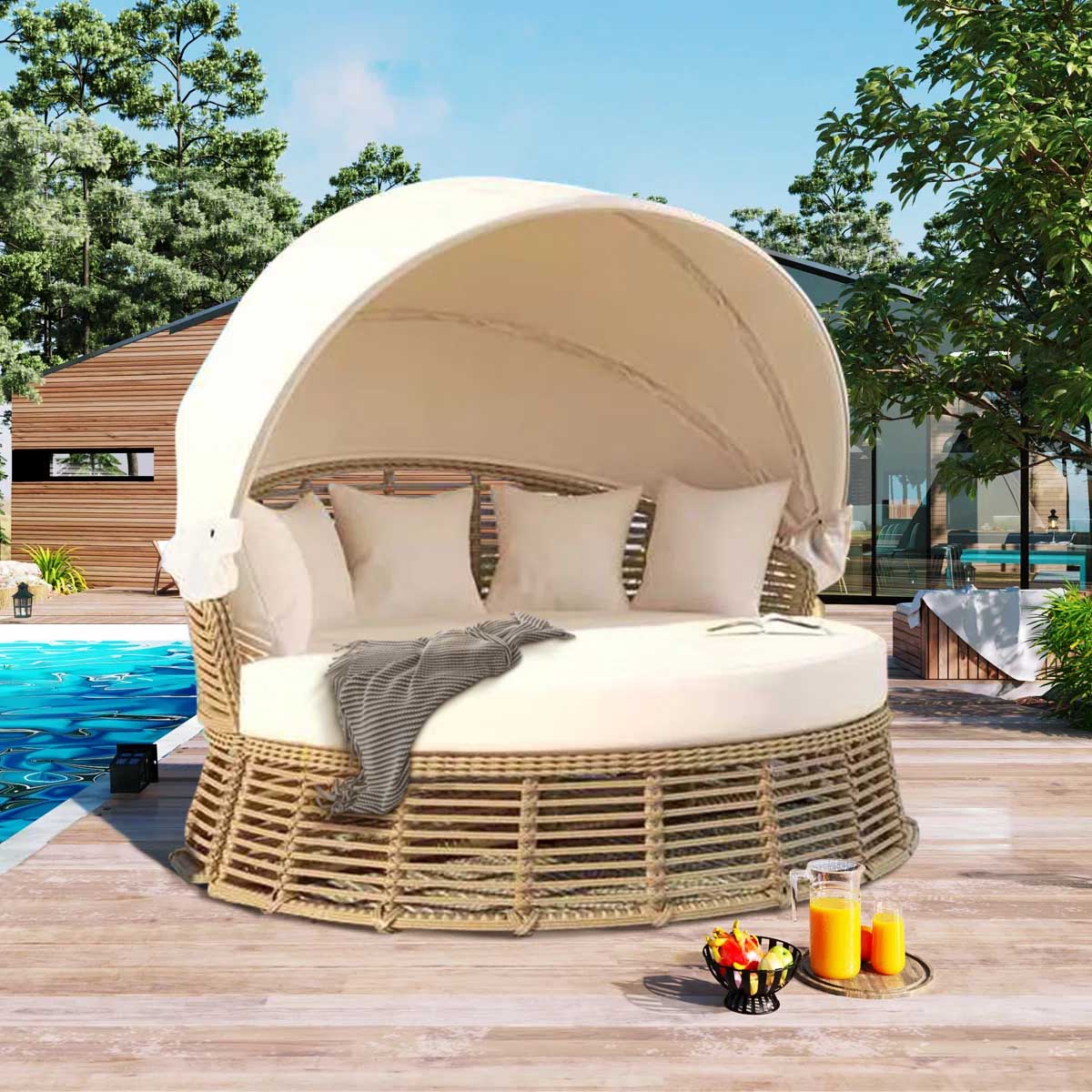 Bay Isle Home Rapture Wicker Outdoor Patio Daybed best wicker outdoor daybeds