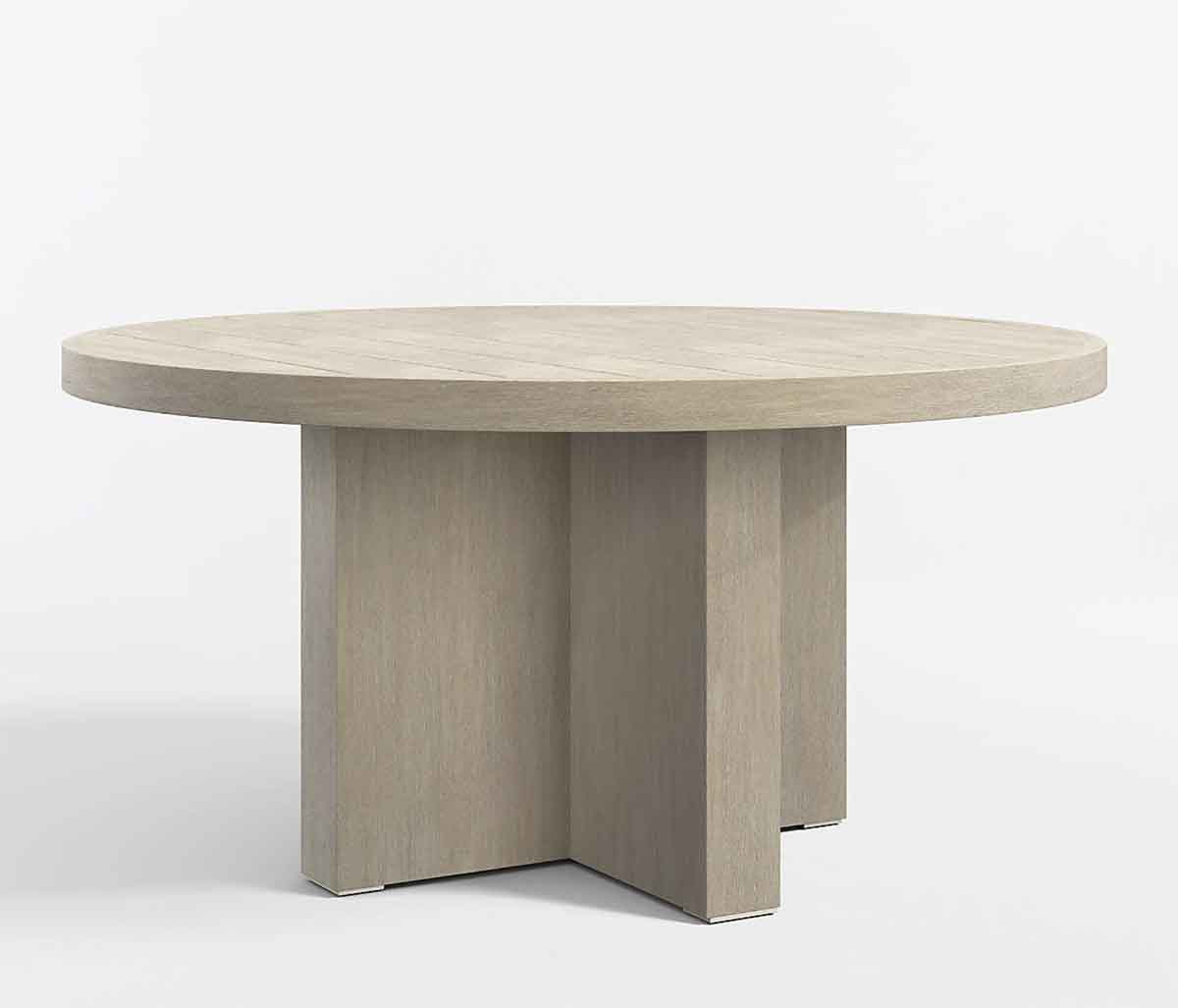 Crate and Barrel Mallorca 60" Round Wood Outdoor Dining Table best round outdoor dining tables