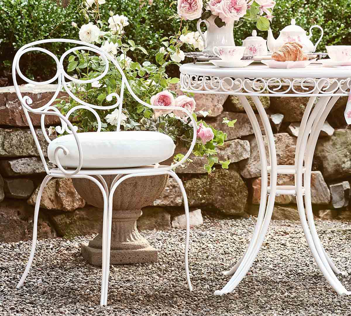 Pottery Barn LoveShackFancy Outdoor Bistro Chair White best french bistro outdoor dining chairs