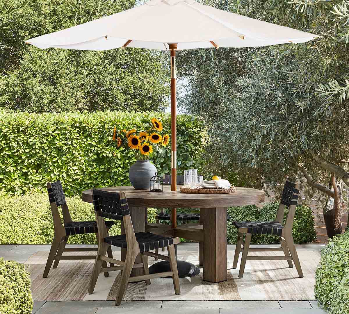 Pottery Barn Rockport Round Outdoor Dining Table (67") best round outdoor dining tables
