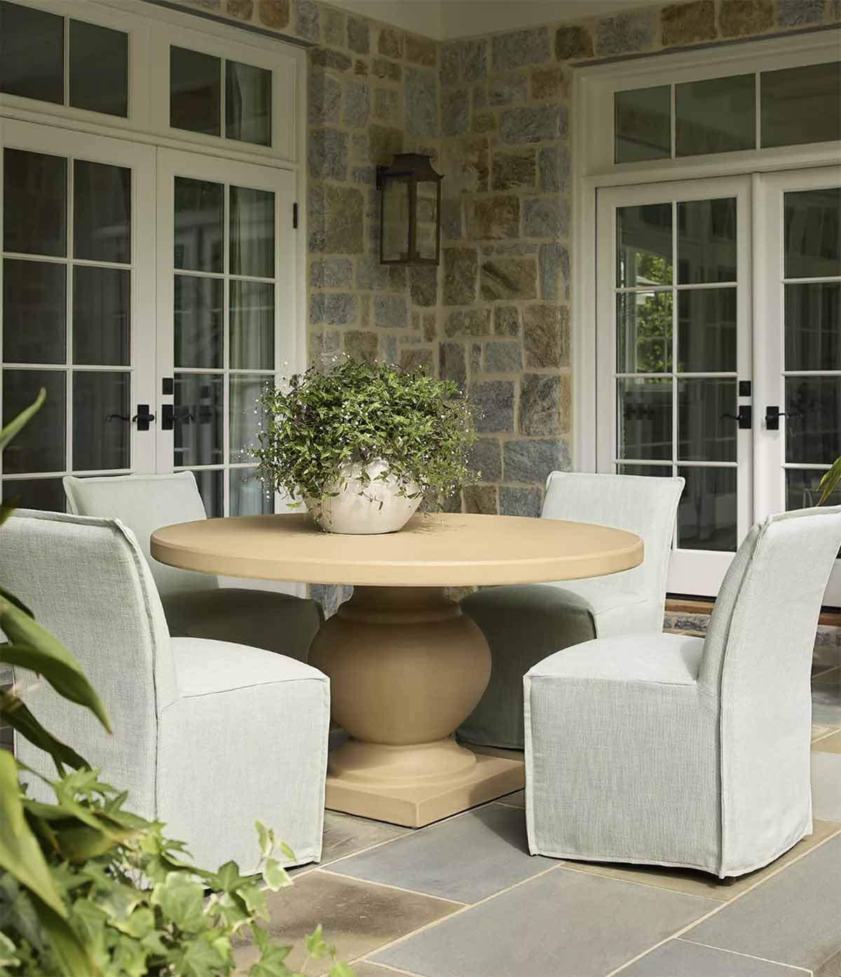 Serena and Lily Terrace Round Dining Table Sandstone best round outdoor dining tables