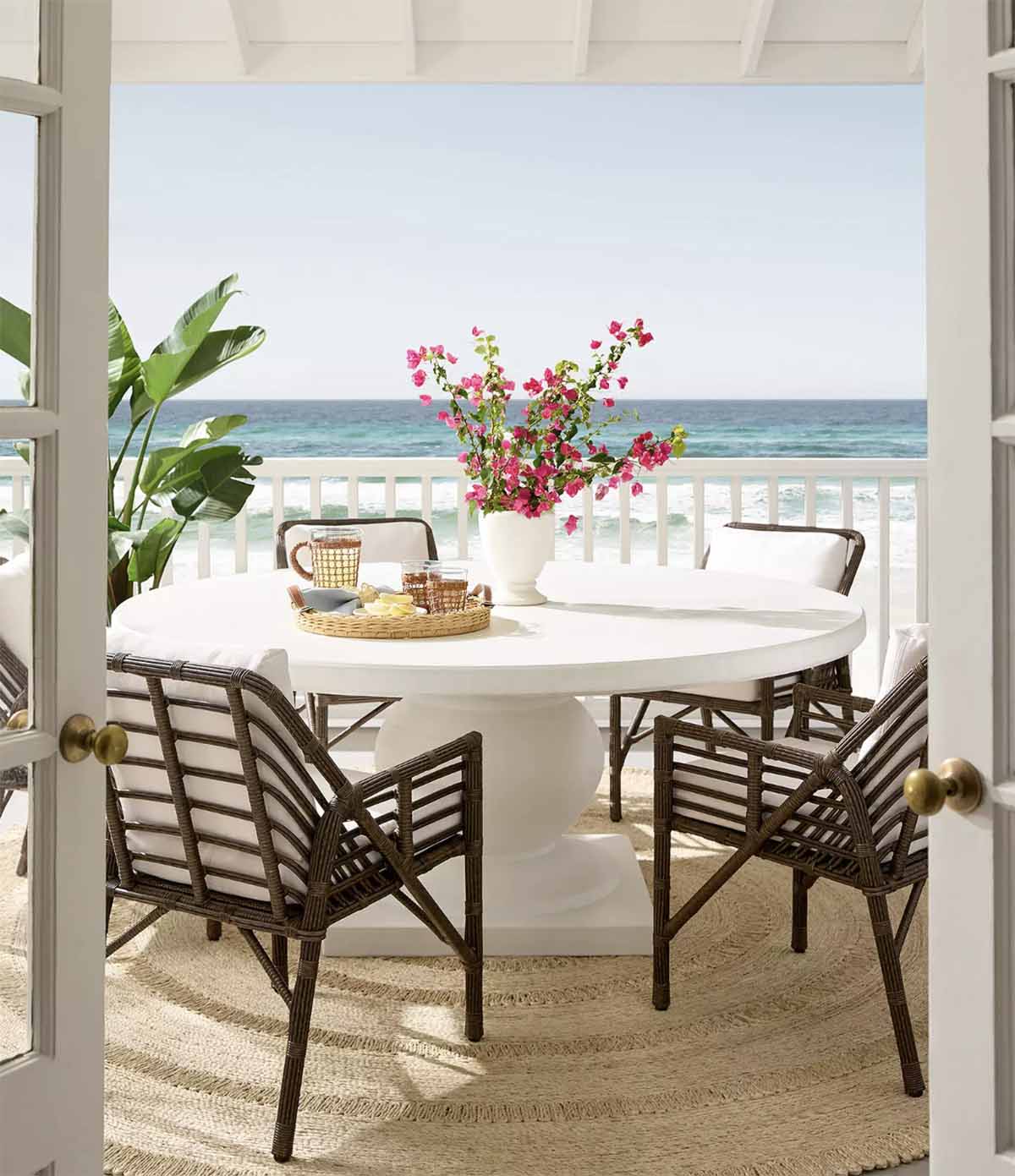Serena and Lily Terrace Round Dining Table White best round outdoor dining tables