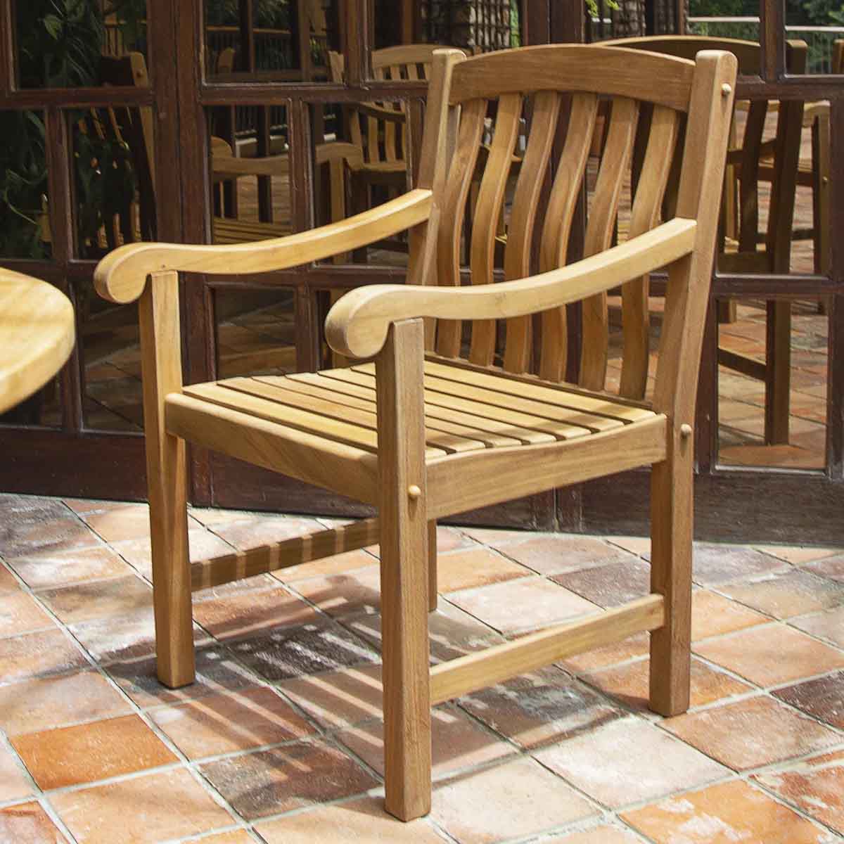 Canora Grey Beaston Teak Wood Premium All-Weather Wicker Outdoor Dining Armchair best teak outdoor dining chairs