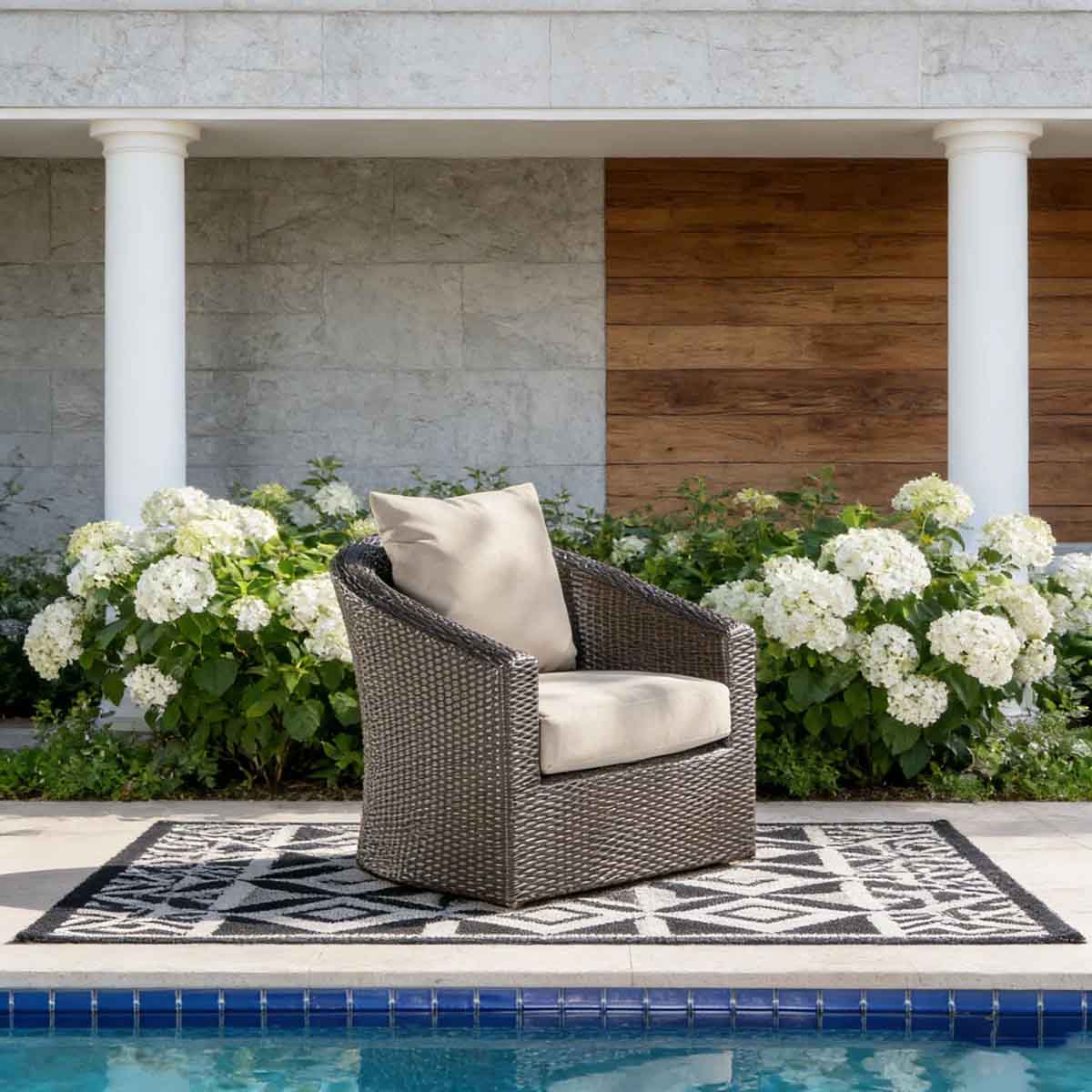 Latitude Run Outdoor Wicker Swivel Patio Chair with Cushions best outdoor wicker swivel chairs