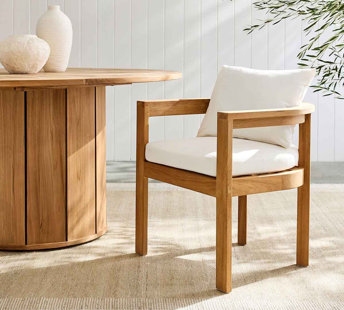 Pottery Barn Malibu Teak Curved Outdoor Dining Armchair best teak outdoor dining chairs