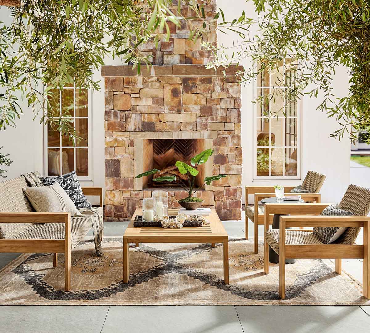 Pottery Barn Malibu Teak Rectangular Outdoor Grand Coffee Table (58") best outdoor teak coffee tables