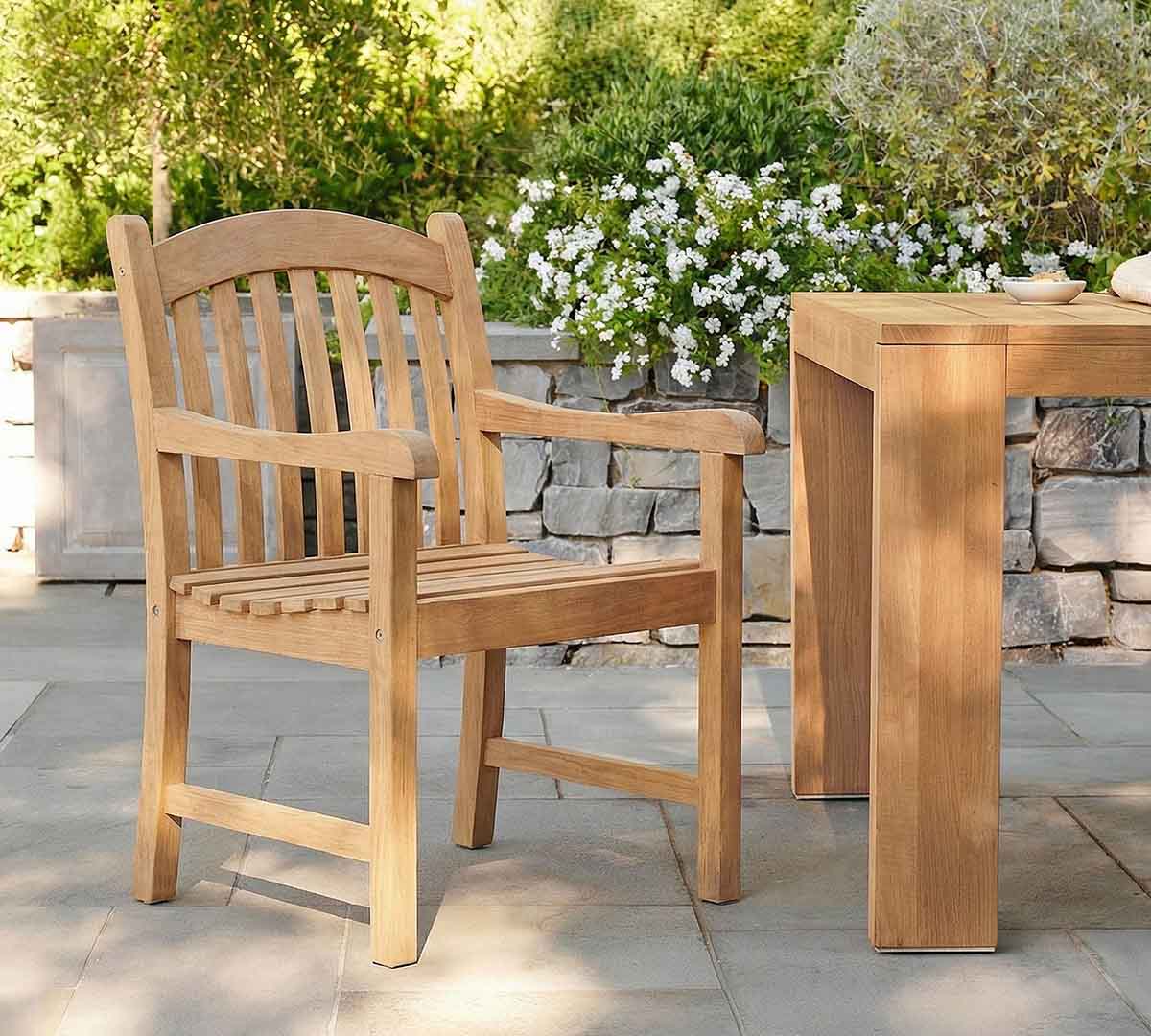 Pottery Barn Placid Teak Outdoor Dining Armchair best teak outdoor dining chairs