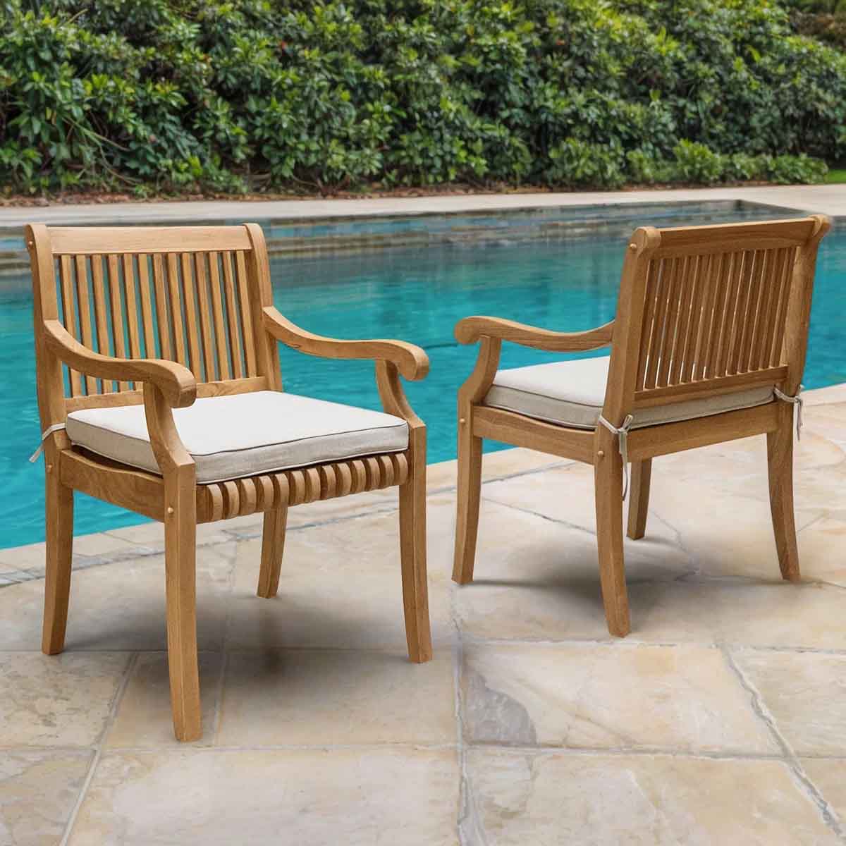 Red Barrel Studio Chayil Summerton Teak Outdoor Dining Chair with Cushions (Set of 2) best teak outdoor dining chairs