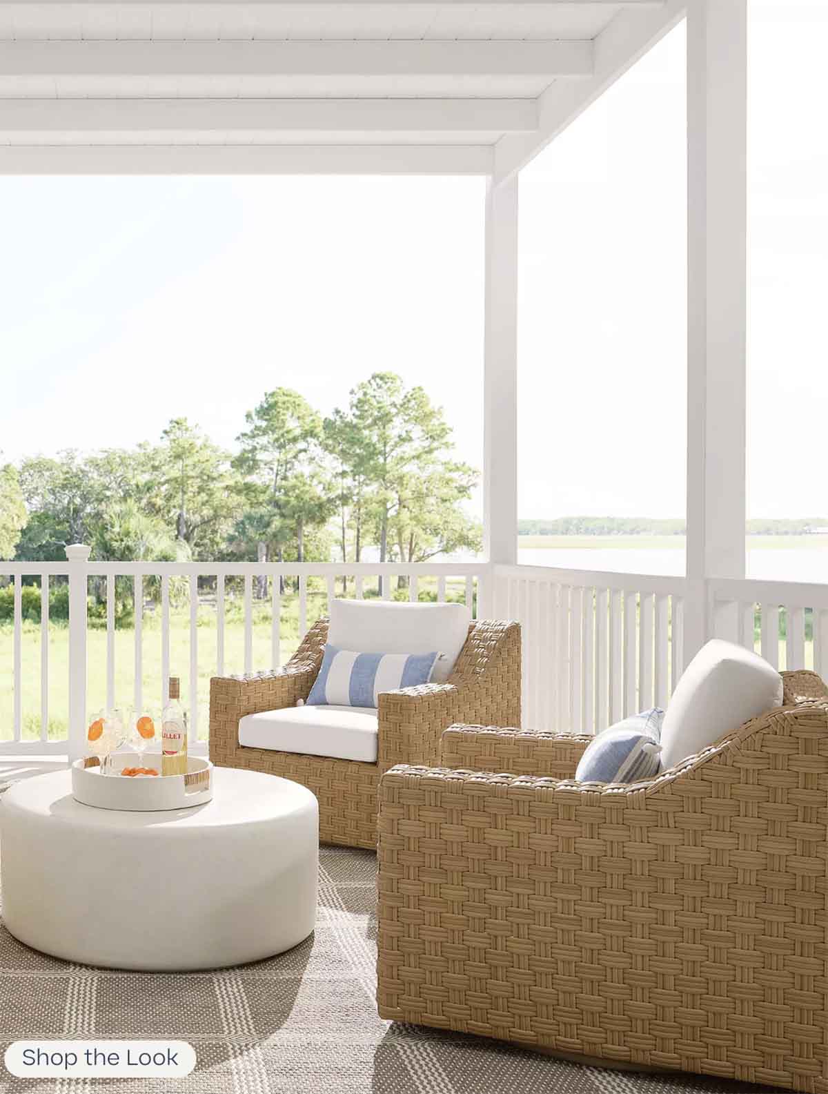Serena and Lily Seadrift Swivel Chair best outdoor wicker swivel chairs