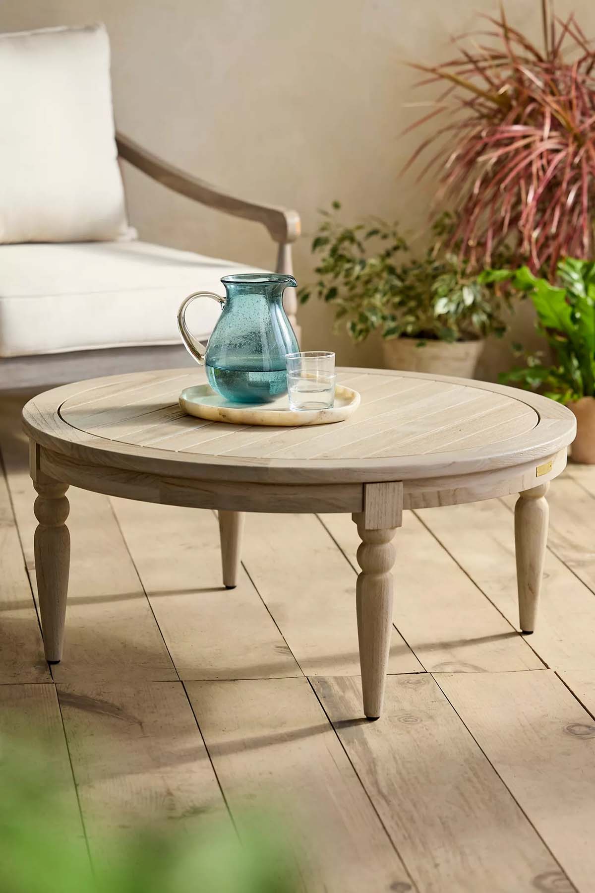 Terrain Shoreham Teak Round Coffee Table best outdoor teak coffee tables