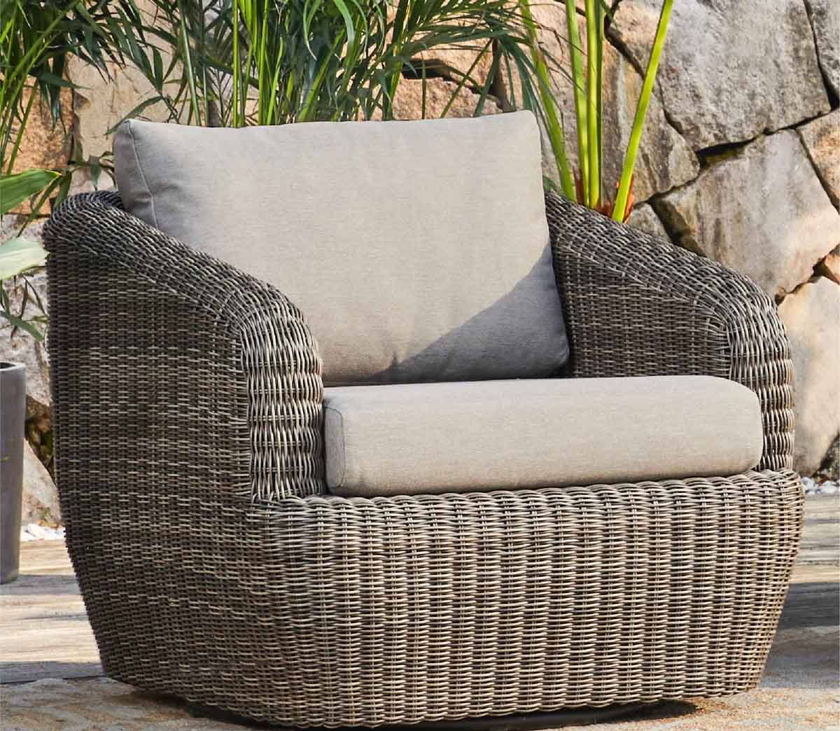 Wade Logan Cambelle Swivel Patio Chair with Cushions best outdoor wicker swivel chairs