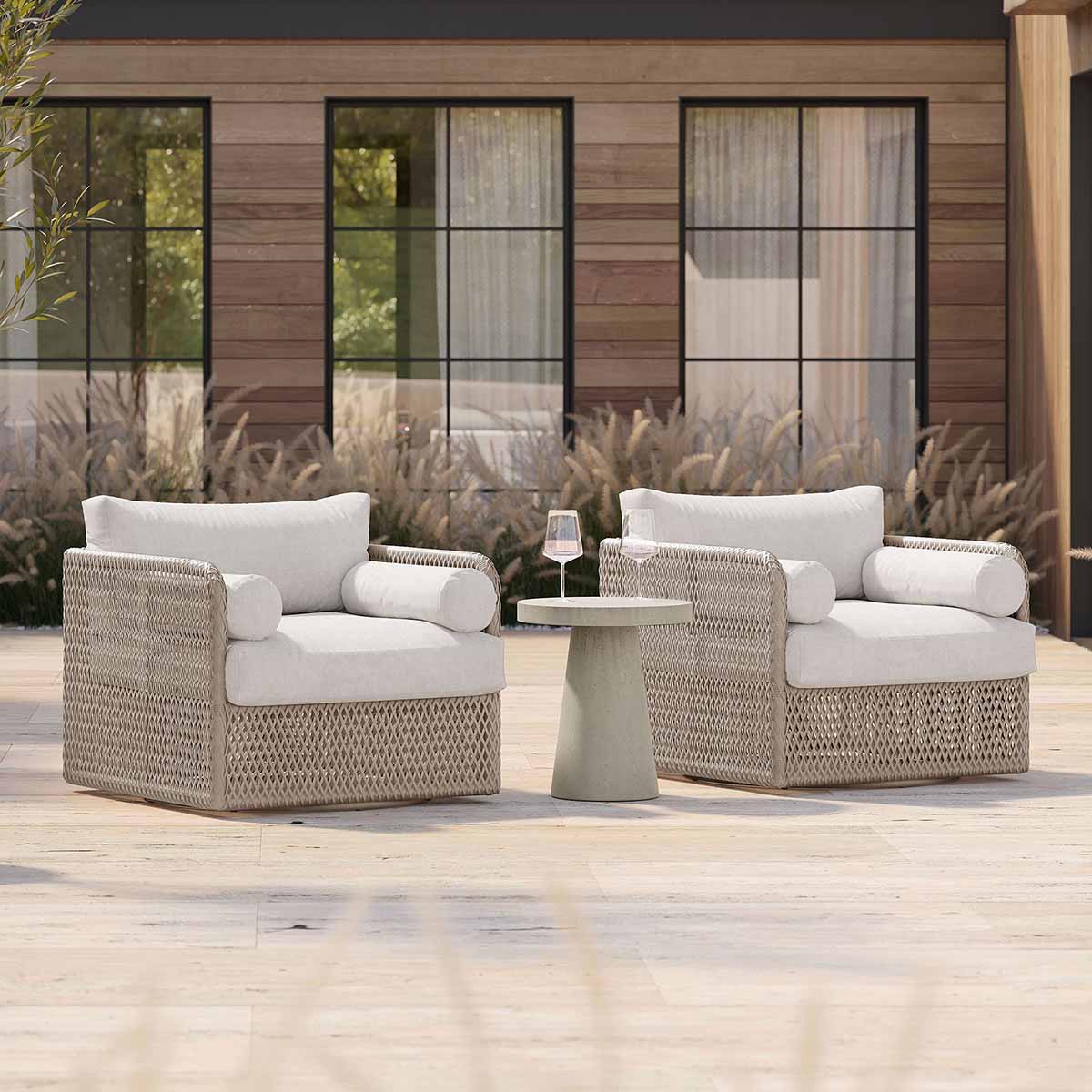 West Elm Coastal Wicker Outdoor Swivel Chair Silverstone best outdoor wicker swivel chairs