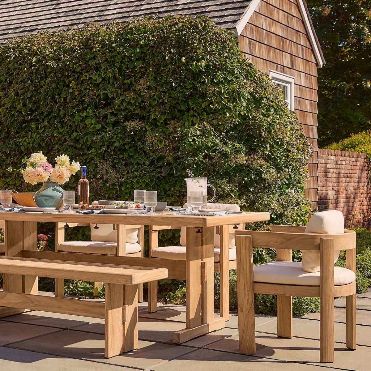 West Elm Monterey Outdoor Teak Dining Chair (Set of 2) best teak outdoor dining chairs patio