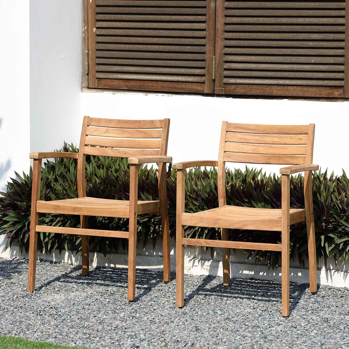 West Elm Orelien Teak Outdoor Dining Chairs (Set of 2) best teak outdoor dining chairs