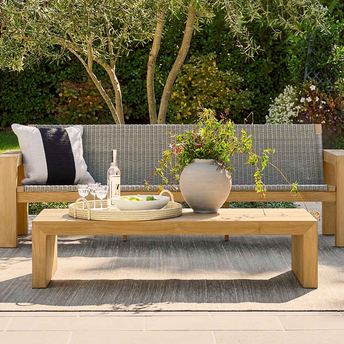 Williams Sonoma Larnaca Outdoor Teak Coffee Table (48-60) best outdoor teak coffee tables