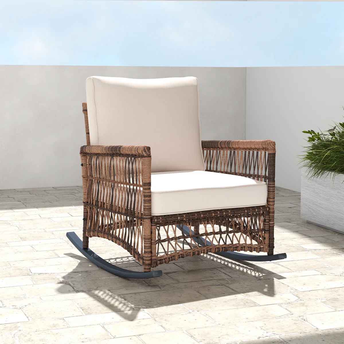 Beachcrest Home Cinderford Wicker Outdoor Chair best outdoor wicker rocking chairs rockers