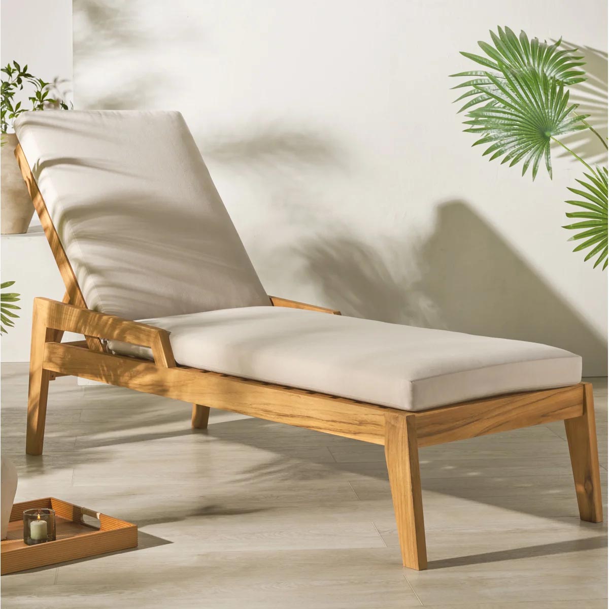 Hokku Designs Headly Brazilian Teak Chaise Lounge best teak chaise outdoor lounge chairs