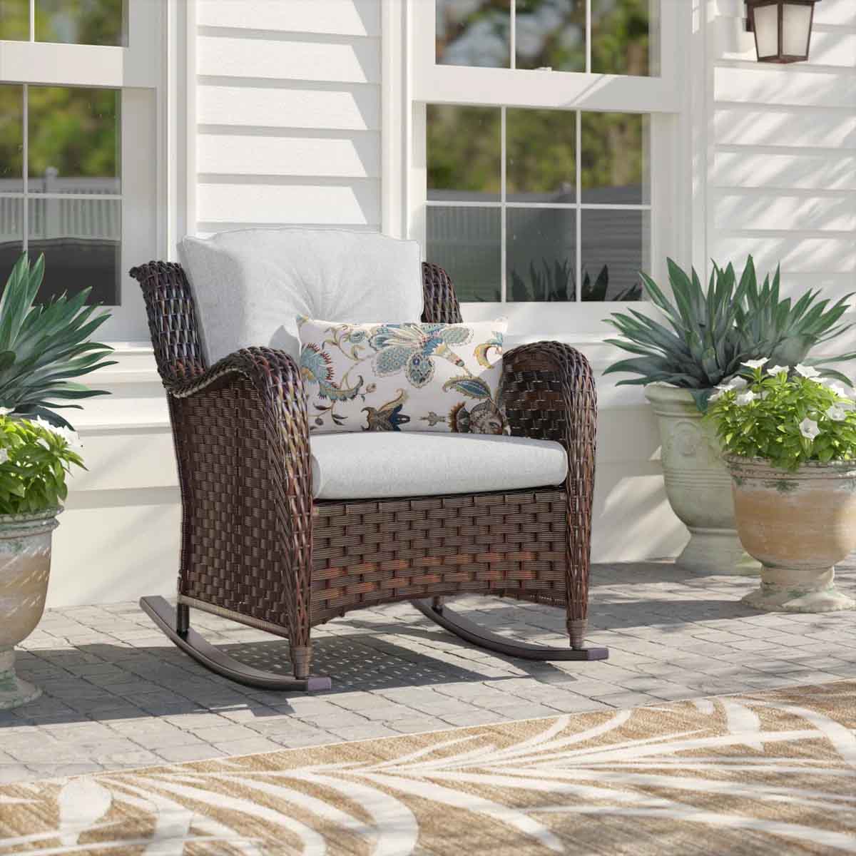 Lark Manor Alysan Wicker Outdoor Chair best outdoor wicker rocking chairs rockers