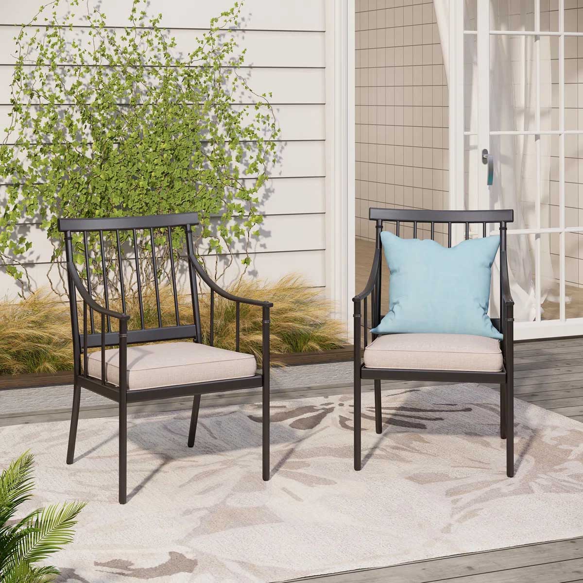 Lark Manor McGahan Metal Frame Patio Dining Chair best metal outdoor dining chairs