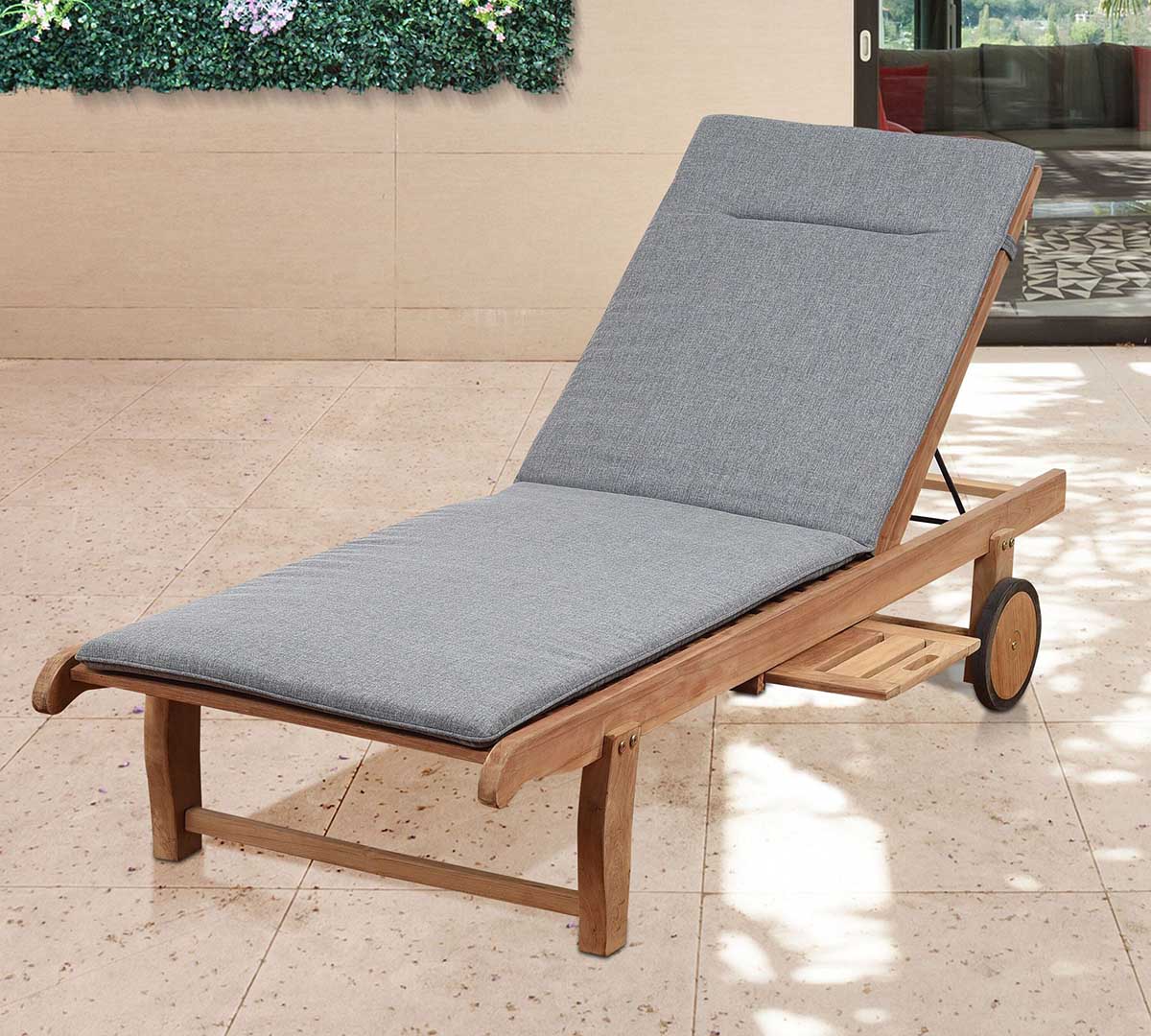 Pottery Barn Ardine Teak Outdoor Single Chaise Lounge with Wheels teak chaise lounge chairs best 