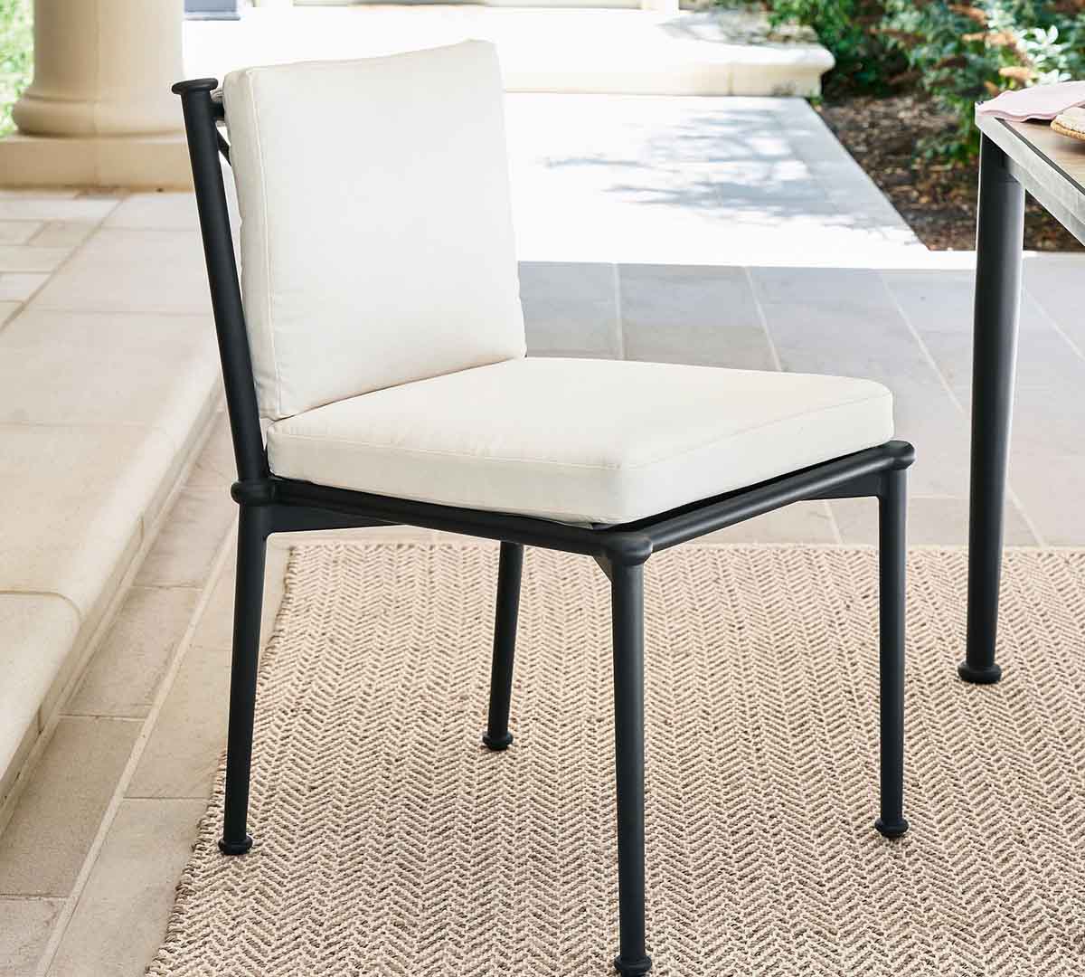 Pottery Barn Ellis Metal Outdoor Dining Side & Armchair best metal outdoor dining chairs