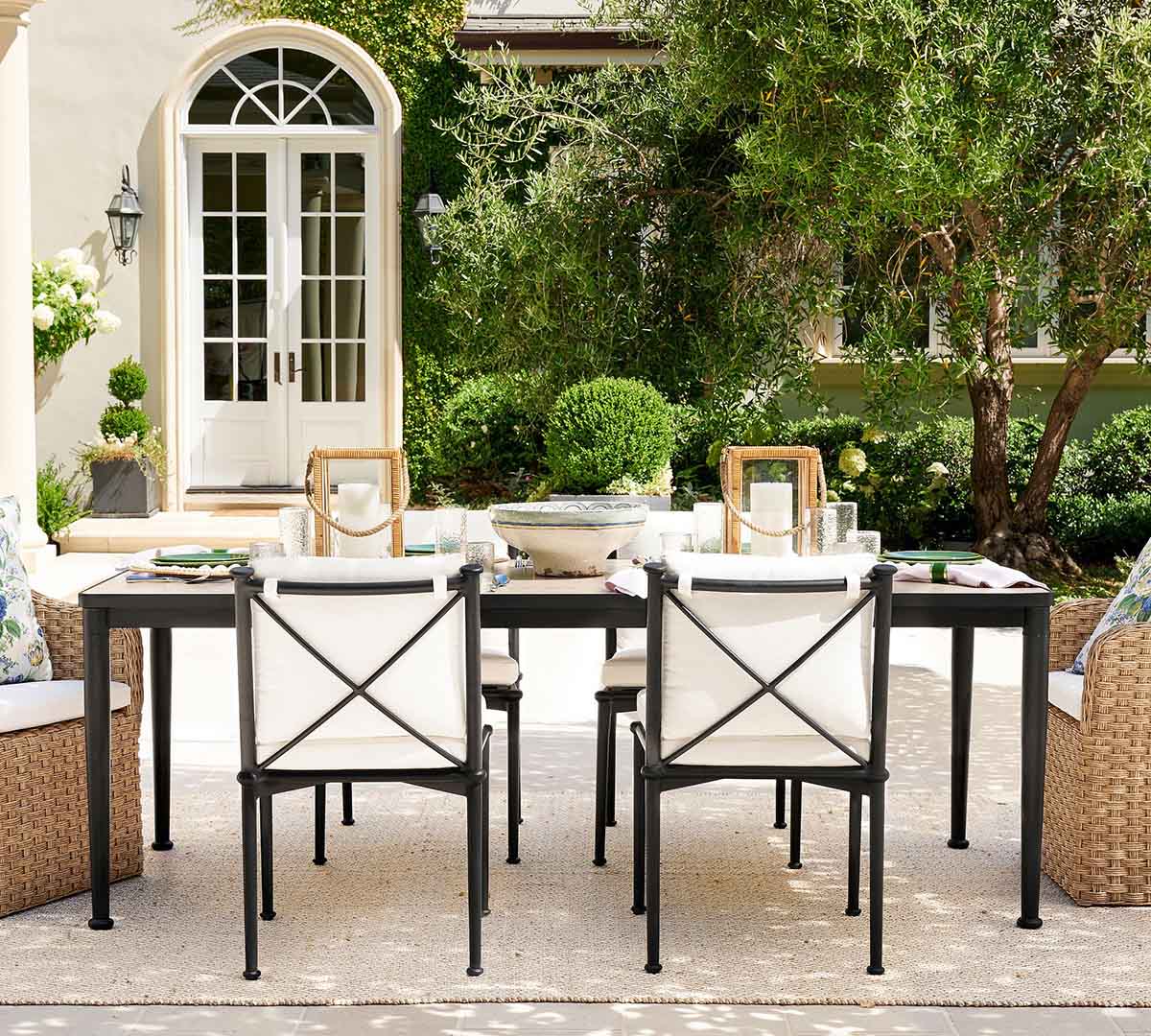 Pottery Barn Ellis Metal Outdoor Dining Side & Armchair best outdoor metal dining. chairs patio