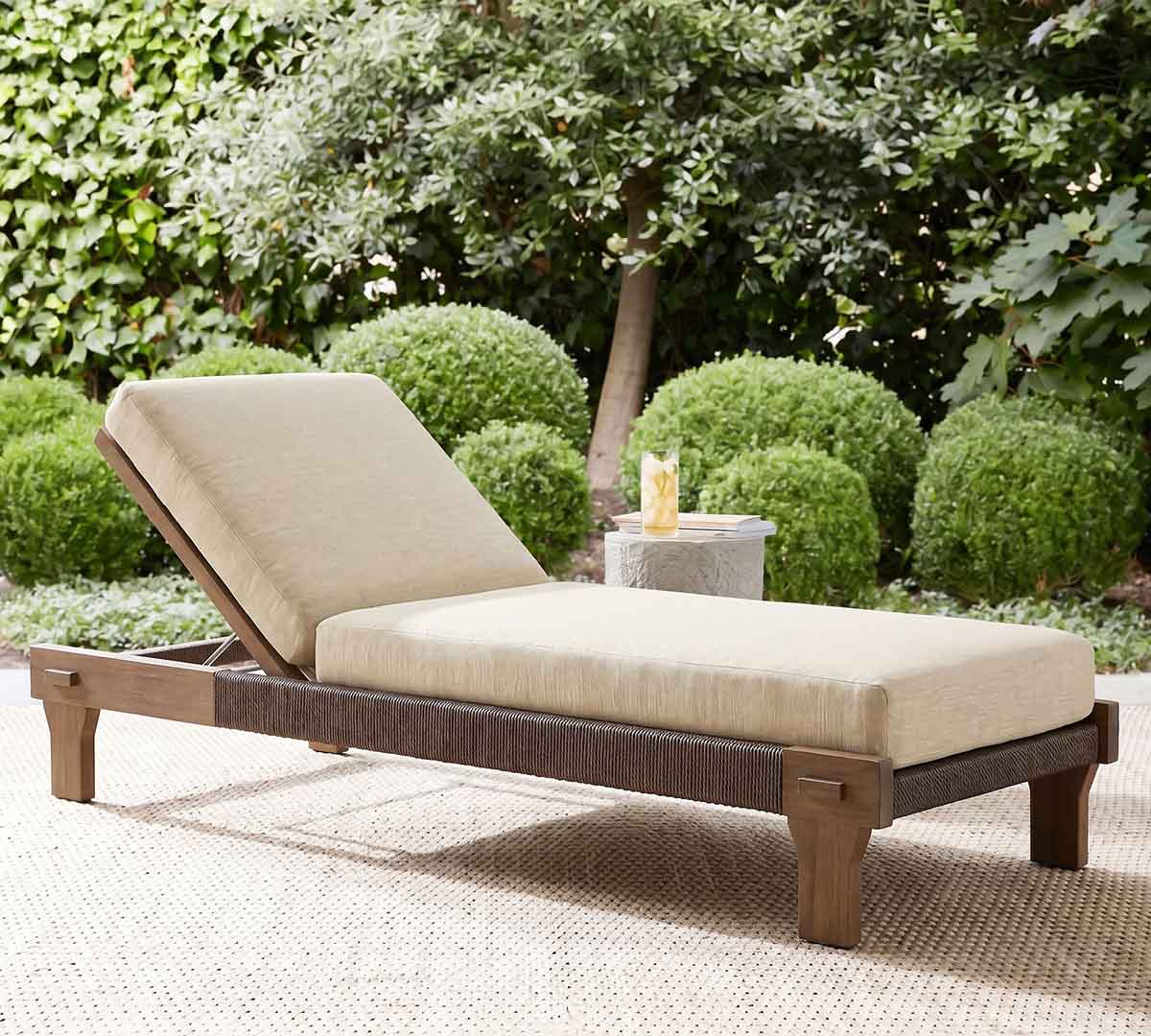 Pottery Barn Jalen Teak Outdoor Chaise best teak outdoor chaise lounge chairs