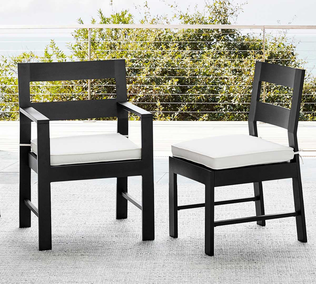 Pottery Barn Malibu Metal Outdoor Dining & Armchairs Black best metal outdoor dining chairs