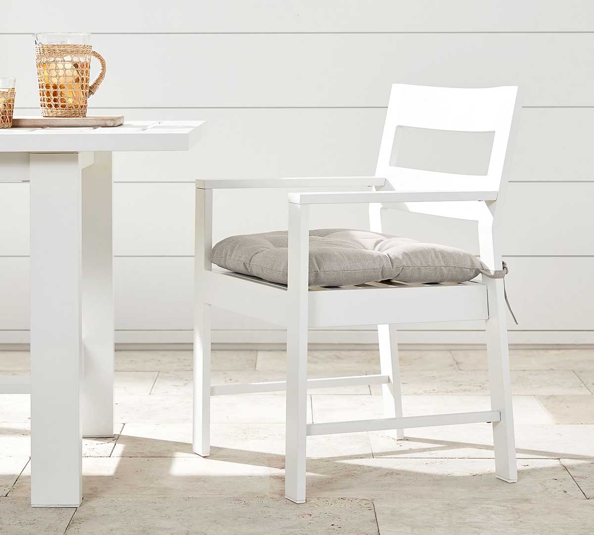 Pottery Barn Malibu Metal Outdoor Dining & Armchairs White best metal outdoor dining chairs
